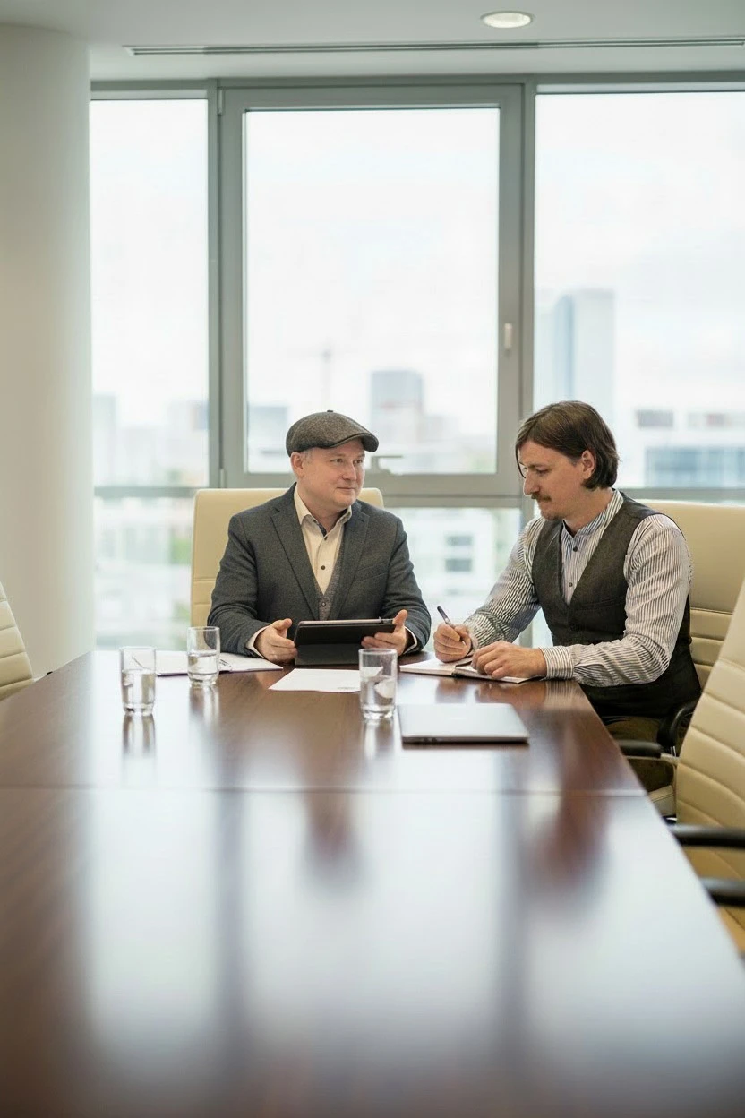 Besprechung im Büro der Uniport Informationstechnologie